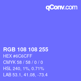 Color code: RGB 108 108 255 | qconv.com