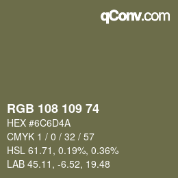 Código de color: RGB 108 109 74 | qconv.com