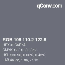 カラーコード: RGB 108 110.2 122.6 | qconv.com