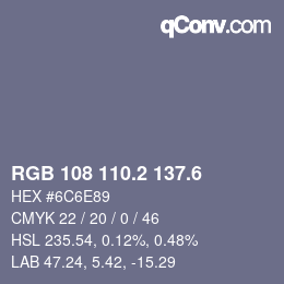 カラーコード: RGB 108 110.2 137.6 | qconv.com