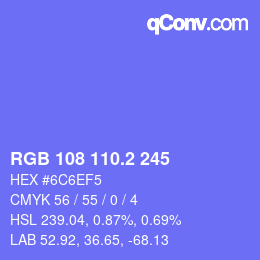 カラーコード: RGB 108 110.2 245 | qconv.com