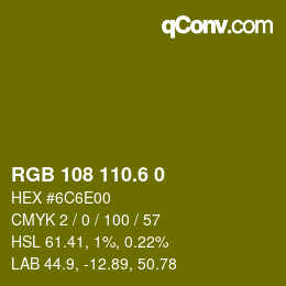 カラーコード: RGB 108 110.6 0 | qconv.com