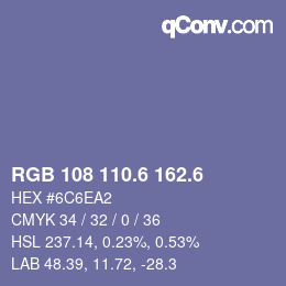 カラーコード: RGB 108 110.6 162.6 | qconv.com
