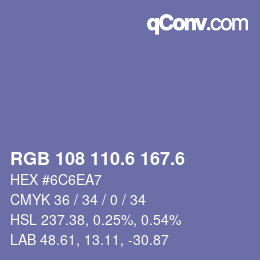 カラーコード: RGB 108 110.6 167.6 | qconv.com
