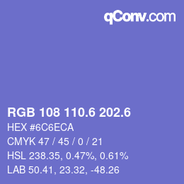 カラーコード: RGB 108 110.6 202.6 | qconv.com