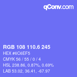 カラーコード: RGB 108 110.6 245 | qconv.com