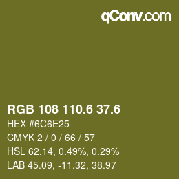 カラーコード: RGB 108 110.6 37.6 | qconv.com