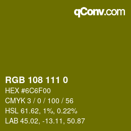 Color code: RGB 108 111 0 | qconv.com