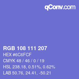 Color code: RGB 108 111 207 | qconv.com