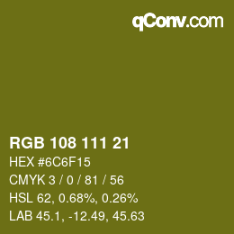 Color code: RGB 108 111 21 | qconv.com