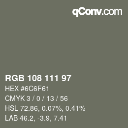 Color code: RGB 108 111 97 | qconv.com