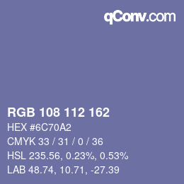 Color code: RGB 108 112 162 | qconv.com