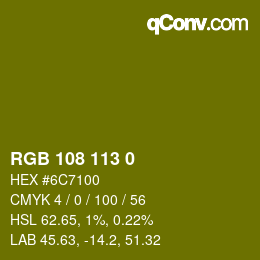 Color code: RGB 108 113 0 | qconv.com