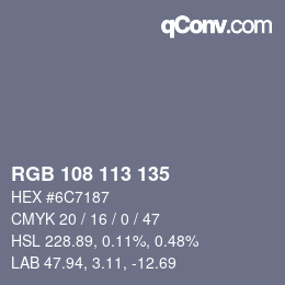 Color code: RGB 108 113 135 | qconv.com