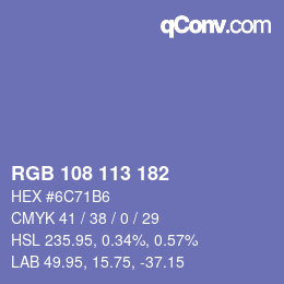 Color code: RGB 108 113 182 | qconv.com