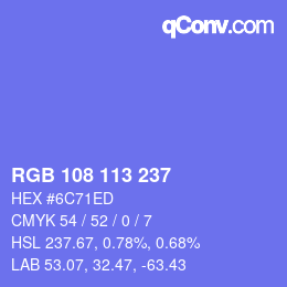 Color code: RGB 108 113 237 | qconv.com