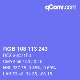 Color code: RGB 108 113 243 | qconv.com