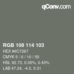 Código de color: RGB 108 114 103 | qconv.com