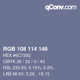 Color code: RGB 108 114 146 | qconv.com
