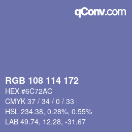 Color code: RGB 108 114 172 | qconv.com