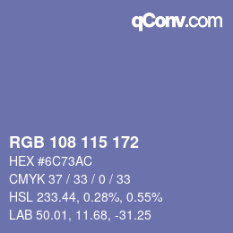 Color code: RGB 108 115 172 | qconv.com