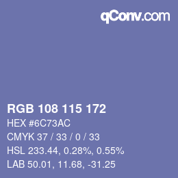 Color code: RGB 108 115 172 | qconv.com