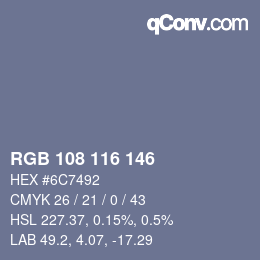 Color code: RGB 108 116 146 | qconv.com