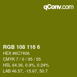Color code: RGB 108 116 6 | qconv.com