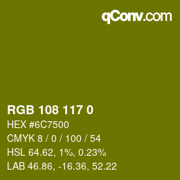 Color code: RGB 108 117 0 | qconv.com