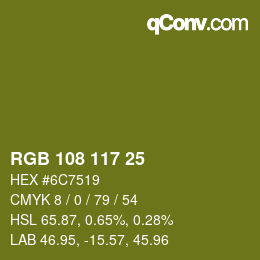 Color code: RGB 108 117 25 | qconv.com