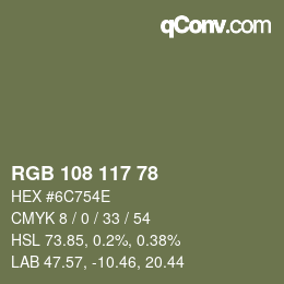 Color code: RGB 108 117 78 | qconv.com