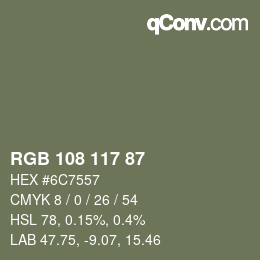 Código de color: RGB 108 117 87 | qconv.com