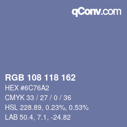 Color code: RGB 108 118 162 | qconv.com
