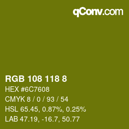 カラーコード: RGB 108 118 8 | qconv.com
