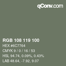 Color code: RGB 108 119 100 | qconv.com