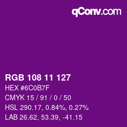 Farbcode: RGB 108 11 127 | qconv.com