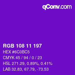 Color code: RGB 108 11 197 | qconv.com