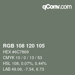 颜色代码: RGB 108 120 105 | qconv.com