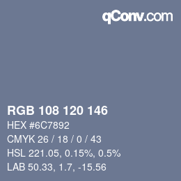 Color code: RGB 108 120 146 | qconv.com