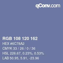 Color code: RGB 108 120 162 | qconv.com