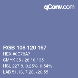 Color code: RGB 108 120 167 | qconv.com