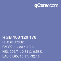 颜色代码: RGB 108 120 178 | qconv.com