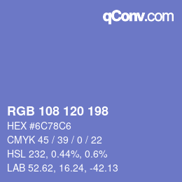 Color code: RGB 108 120 198 | qconv.com