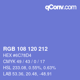 Color code: RGB 108 120 212 | qconv.com