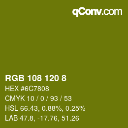 颜色代码: RGB 108 120 8 | qconv.com