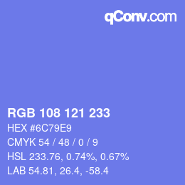 Color code: RGB 108 121 233 | qconv.com