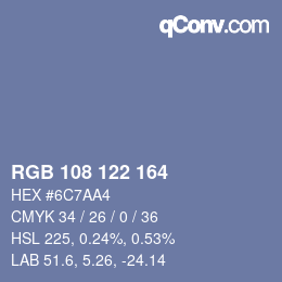 Color code: RGB 108 122 164 | qconv.com