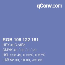 Color code: RGB 108 122 181 | qconv.com