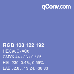 Color code: RGB 108 122 192 | qconv.com