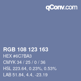 Farbcode: RGB 108 123 163 | qconv.com